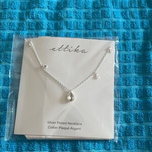 Ettika Silver Necklace with Teardrop Pendant